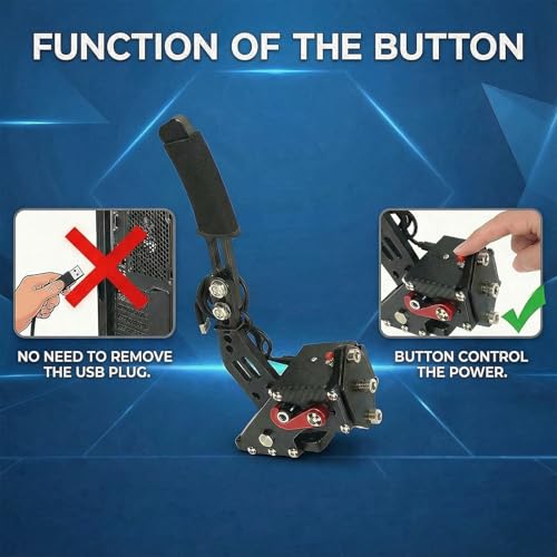 Gavigain USB 64 bit Handbrake for PS5 64 bit USB Handbrake Racing Game Analog Racing Game Handbrake and Play 2 in 1 PC Analog Racing Game Handbrake for G27 G25 G29 T500 T300 Windows(Black) [video game] - Image 4
