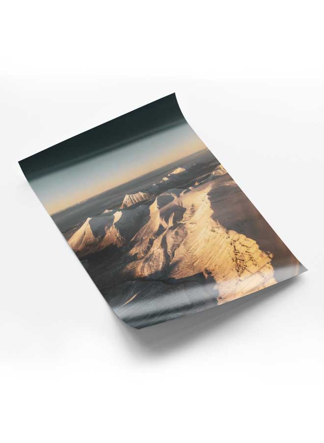 لوحة بوستر ديكور لوحة بدون فريم مع أربع قطع منفصلة من اللاصق ذو الوجهين تصميم منظر جوي جبلي غرفة النوم غرفة المعيشة وديكور المكتب - Image 1