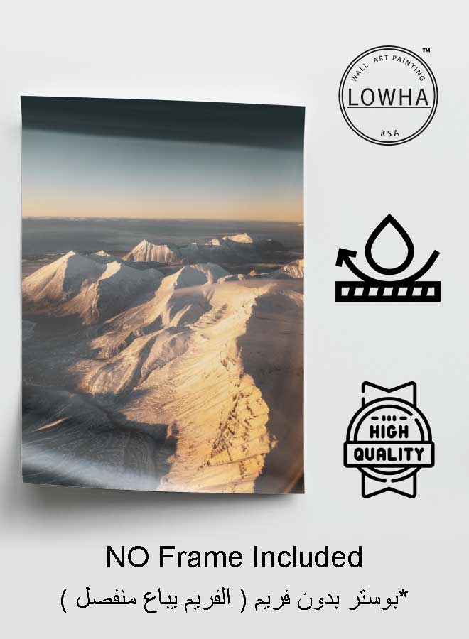 لوحة بوستر ديكور لوحة بدون فريم مع أربع قطع منفصلة من اللاصق ذو الوجهين تصميم منظر جوي جبلي غرفة النوم غرفة المعيشة وديكور المكتب - Image 3