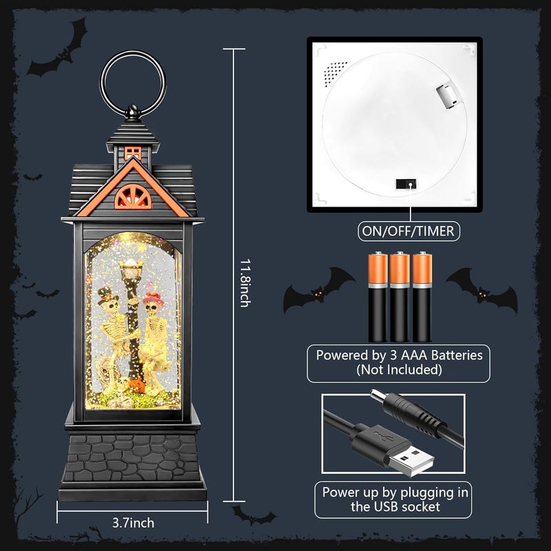 AOMIL Halloween Snow Globe Lantern, Spooky Ghost Halloween Decor, Plug-in u0026 Battery Operated Snow Globes for Halloween Decorations Indoor - Image 2