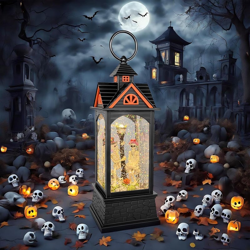 AOMIL Halloween Snow Globe Lantern, Spooky Ghost Halloween Decor, Plug-in u0026 Battery Operated Snow Globes for Halloween Decorations Indoor - Image 3