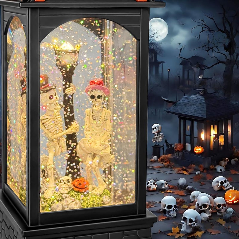 AOMIL Halloween Snow Globe Lantern, Spooky Ghost Halloween Decor, Plug-in u0026 Battery Operated Snow Globes for Halloween Decorations Indoor - Image 4