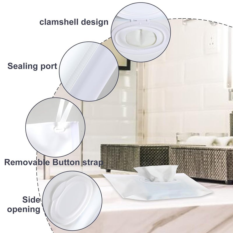 Bremorou Reusable Wipes Pouch 2 Pack Portable Refillable Wipe Container Waterproof and Dustproof Travel Wipes Case Baby Wipes Dispenser Baby Wipe Holder Refillable for Travel White  Gray - Image 4
