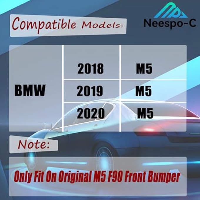 NeespoC Front Bumper Lip Splitter Spoiler Fit for BMW M5 F90 2018 2019 2020 Gloss Black 3pcs M Style Air Chin Body Kit Exterior Accessories - Image 2