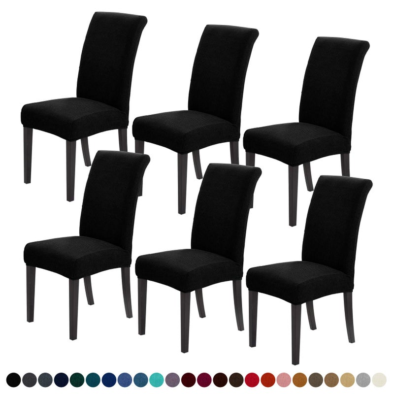 Joccun Chair Covers for Dining Room Set of 6 Dining Chair Slipcovers Stretch Dining Room Chair Covers Seat ProtectorWashable Parsons Chair Cover for HomeHotelBanquetBlack6 Pack