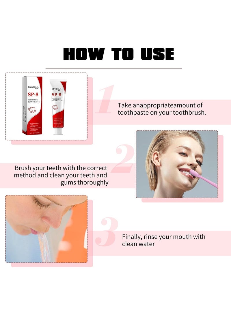 اورال معجون أسنان بروبيوتيك SP8، معجون أسنان بروبيوتيك فائق التبييض، مزيل للبقع للأسنان لإنعاش النفس والتنظيف العميق لتجويف الفم (قطعة واحدة) - Image 5