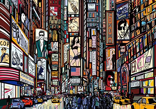 Bormia New York City Mural Wallpaper Cartoon Characters and Street Room Background Wall Mural for Living Room BedroomNot Peel n Stick - Image 3