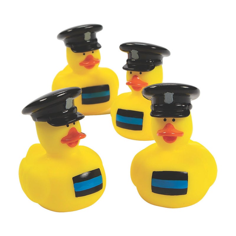 Fun Express Police Rubber Ducks in Bulk 12 Pack Mini Rubber Duckies for Kids Party Favors Blue Police Birthday Party Decorations Small 2 Inch Vinyl Duck Toys for Boys Goodie Bags Gifts - Image 3