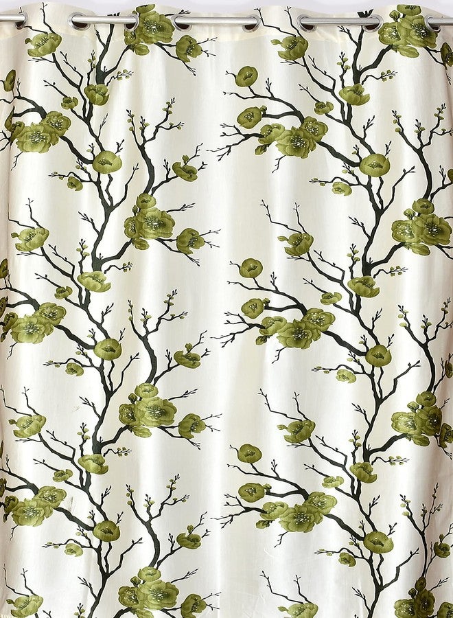 YUKANY Modern Polyester Heavy Long Crush Printed Floral Premium Eyelet Curtains Set of 2 Pcs. (Dark Green (1 Flower + 1 Plain), Long Window_6FT) - Image 5