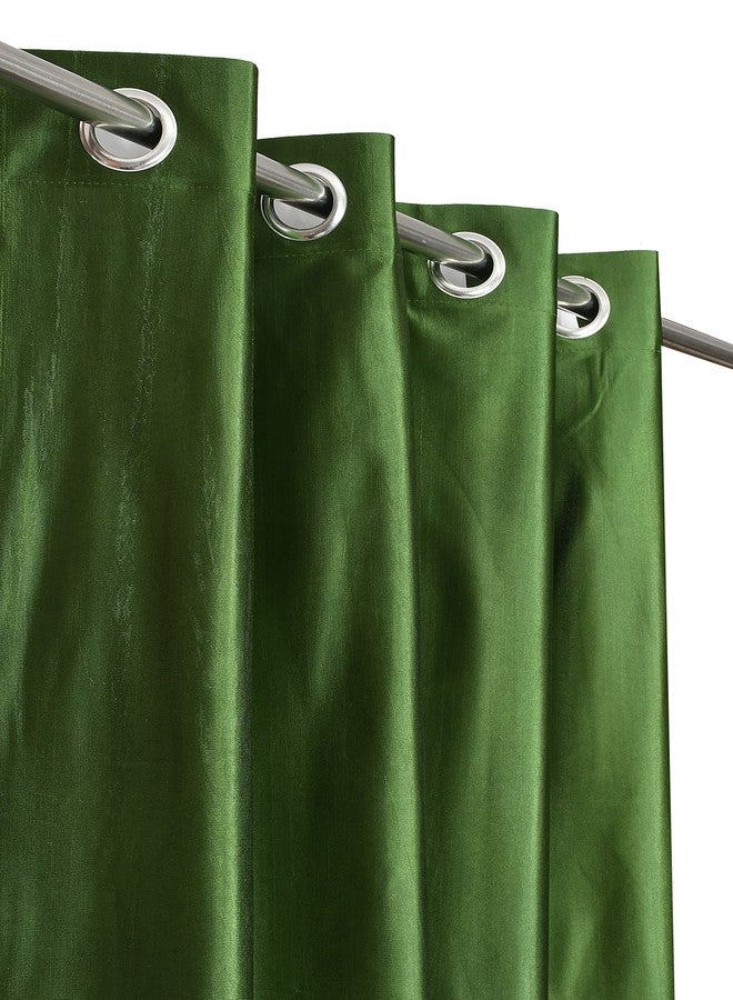YUKANY Modern Polyester Heavy Long Crush Printed Floral Premium Eyelet Curtains Set of 2 Pcs. (Dark Green (1 Flower + 1 Plain), Long Window_6FT) - Image 3
