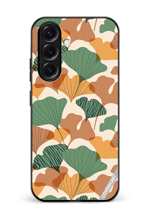 VR CREATIVE Protective Case Cover For Samsung Galaxy S25 Autumn Gingko Leaves Silhouettes Design Multicolour