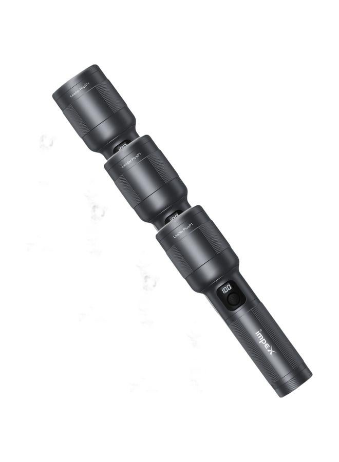 إمبكس 3 pcs كشاف LED قابل لإعادة الشحن مقاوم للماء بمعيار IPX5 مع وظيفة الزوم | 3 أوضاع إضاءة (عالي، منخفض، ووميض) | قدرة 60 واط | هيكل من الألمنيوم المستخدم في الطائرات | شحن Type-C | مقاوم للماء وقابل لتعديل الشعاع | بطارية 5000mAh | مدى إضاءة يصل إلى 700 متر | يعمل لمدة 3.9 ساعات | رأس دوار | Leader Plus P1 - Image 1