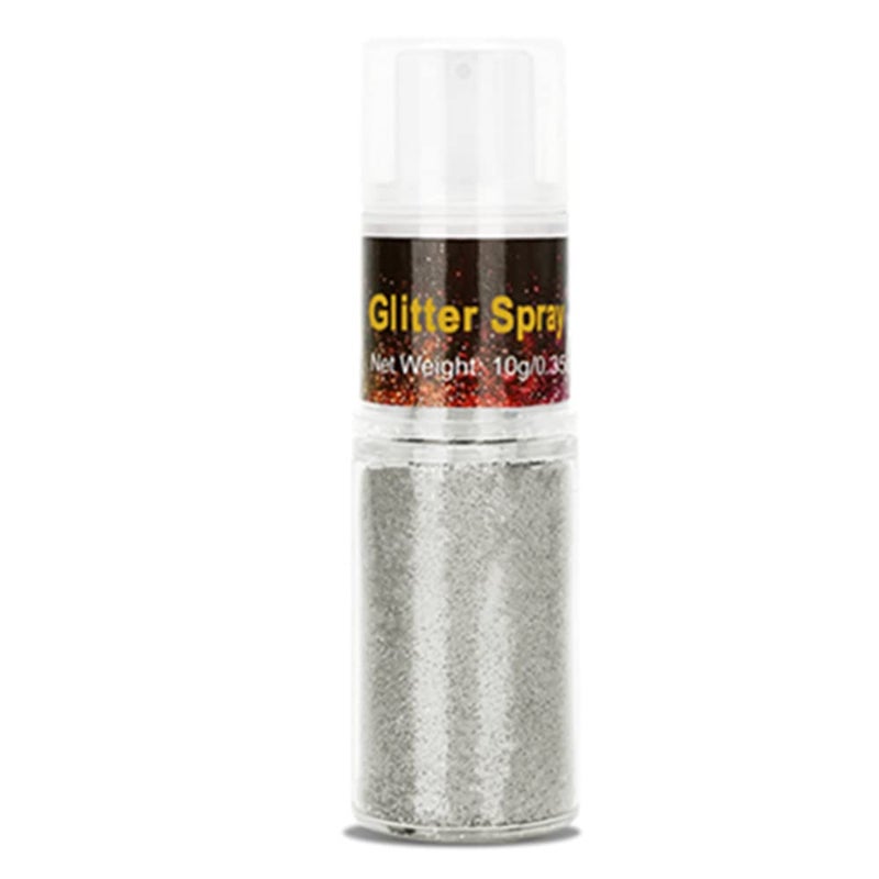 Go Ho Hair and Body Glitter Spray,Silver Glitter Spray Dry Powder Makeup for Clothes,Festival Loose Sparkle Powder,Holographic Ultra Fine Resin Glitters for Crafts,10g - Image 1