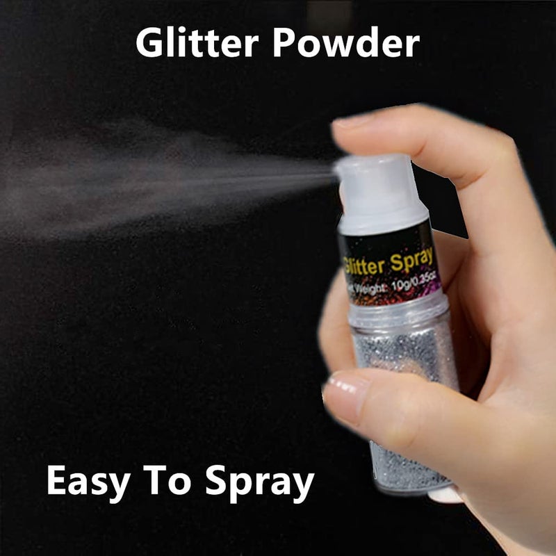 Go Ho Hair and Body Glitter Spray,Silver Glitter Spray Dry Powder Makeup for Clothes,Festival Loose Sparkle Powder,Holographic Ultra Fine Resin Glitters for Crafts,10g - Image 2