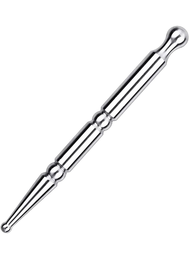 Tenalleys 1 Pcs Stainless Steel Acupuncture Massage Pen, Double Headed Body Point Probe Pen Manual Deep Tissue Massage Tool for Facial Reflexology Massage and Full Body Meridian Pain Relief (Silvery) 