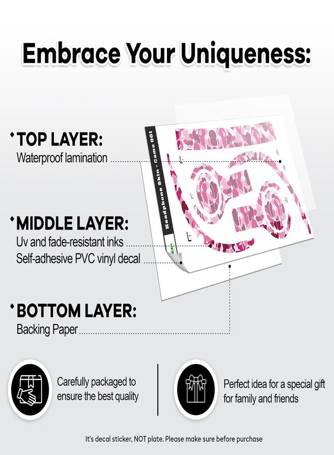 TracyArt Sticker Cover Compatible with Beats Solo 3, Pink Camo - Headphone Stickers - Image 2