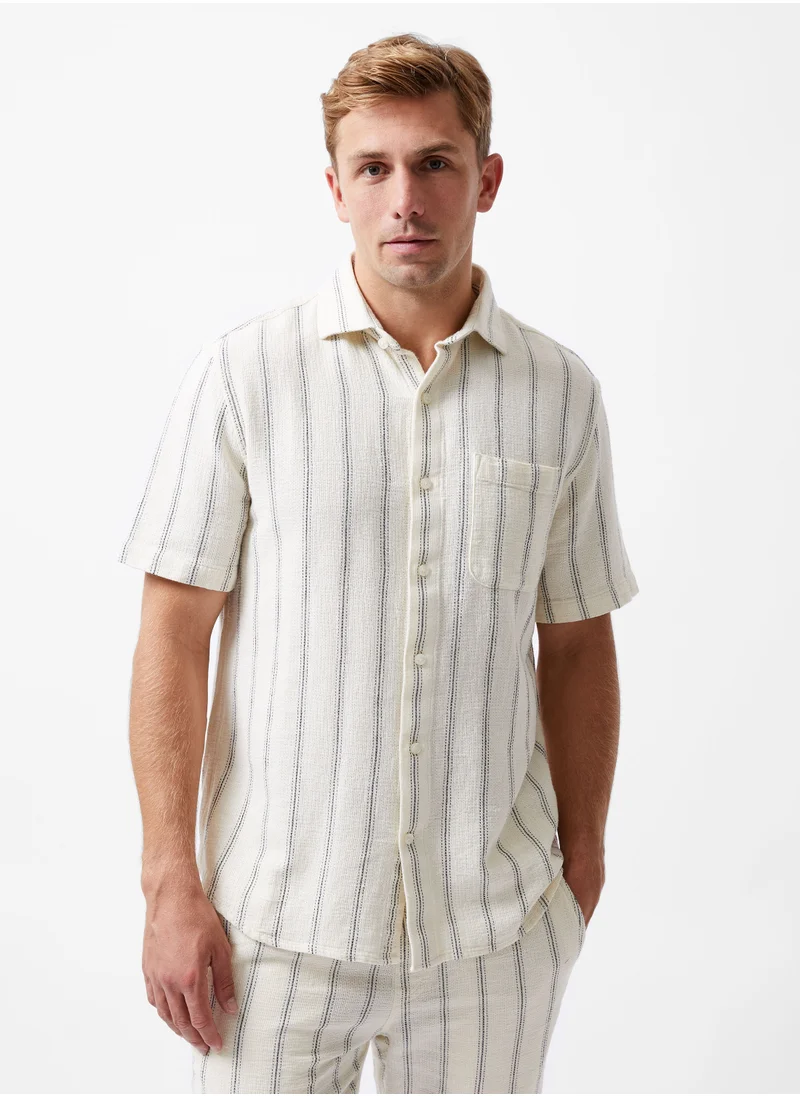 French Connection Textured Stripe Short Sleeve Shirt