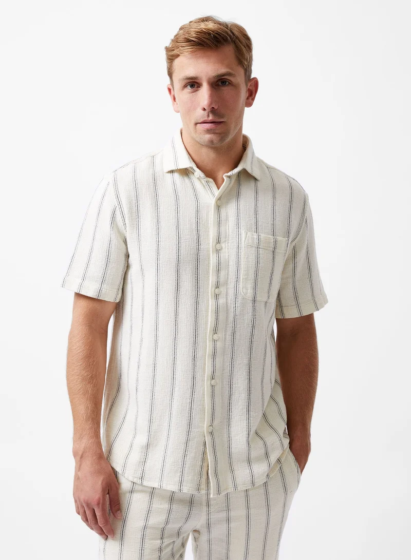Textured Stripe Short Sleeve Shirt
