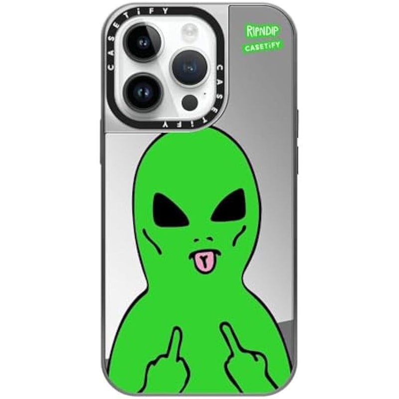 Casetify Mirror Case for iPhone 14 Pro 【RipNDip Colab/Reflective / 4.9ft Drop Protection/Compatible with Magsafe】 - Lord Alien - Silver on Silver - Image 1