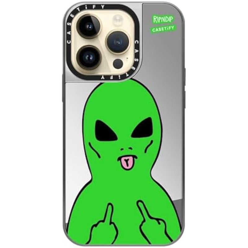 Casetify Mirror Case for iPhone 14 Pro 【RipNDip Colab/Reflective / 4.9ft Drop Protection/Compatible with Magsafe】 - Lord Alien - Silver on Silver - Image 4