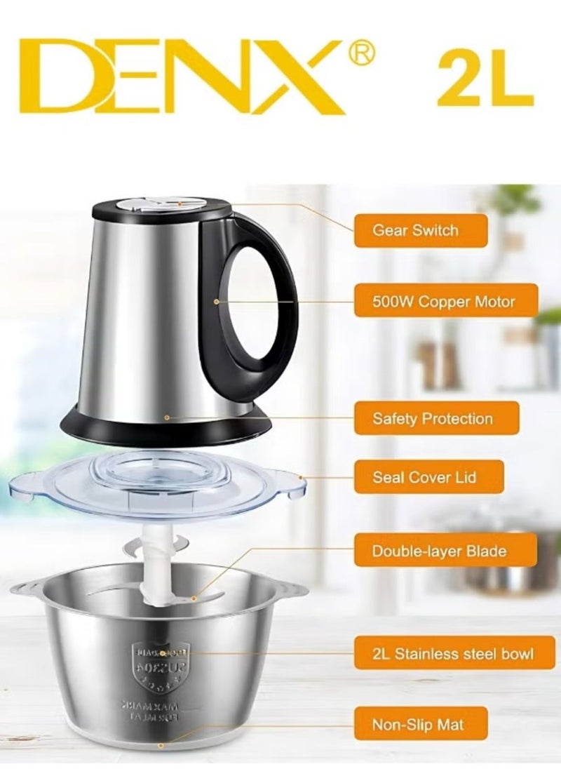 Denx Two Liter Multi-Purpose Electric Chopper Made Of Stainless Steel - Image 5