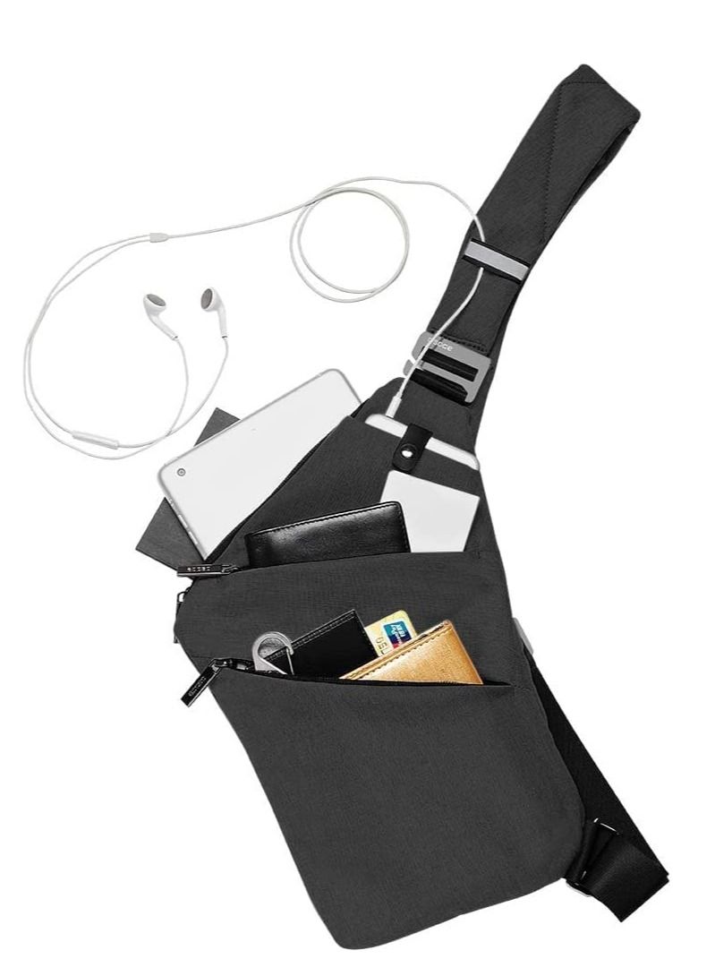Excefore Sling Bag Chest Backpack Casual Daypack Black Shoulder Crossbody Lightweight Anti Theft Outdoor Sport Travel Hiking Bag for Men Women  - Image 1