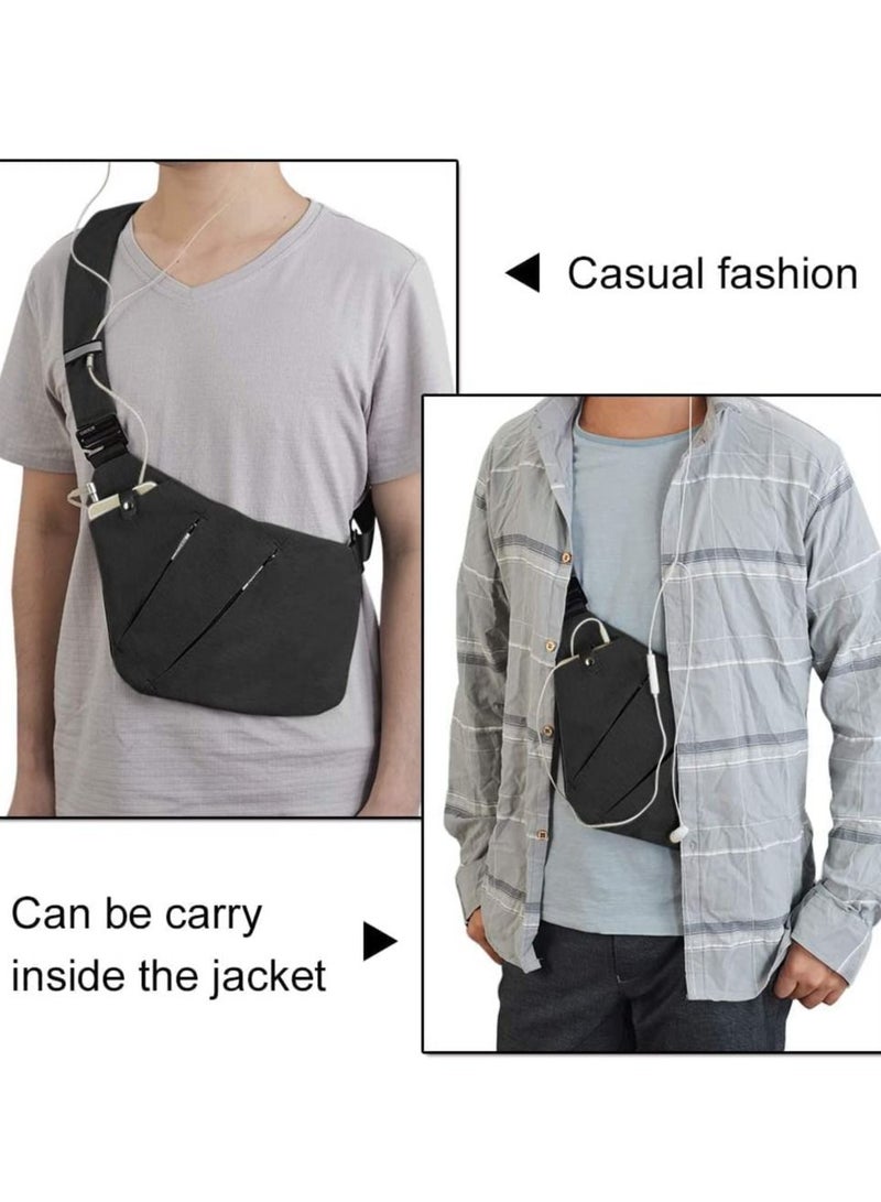 Excefore Sling Bag Chest Backpack Casual Daypack Black Shoulder Crossbody Lightweight Anti Theft Outdoor Sport Travel Hiking Bag for Men Women  - Image 3