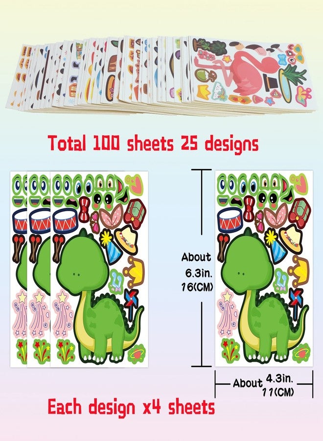 BLIJOLA 100 Sheets Make Your Own Animal Face Stickers for Kids 25 Designs - Image 2