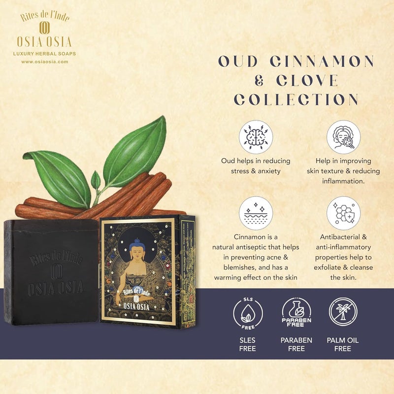Osia Osia Ayurvedic Handmade Oud with Cinnamon Clove Soap Preventing Acne And Blemishes Antiinflammatory Skin Protection Suitable For All Skin Types For Men Women Pack of 1 125g - Image 5