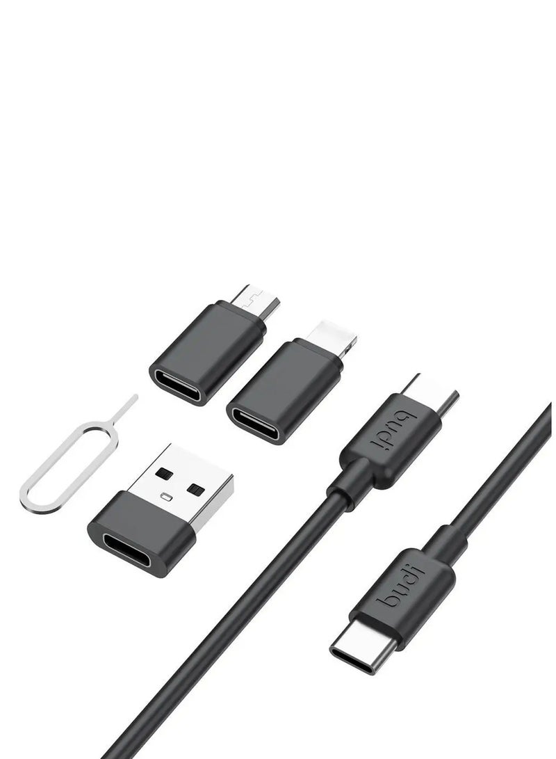 budi 11 in 1 Multifunctional Storage Box With TF Card Slot Data Cable Set Rainbow Universal Transfer Mirror Phone Accessories. - Image 2