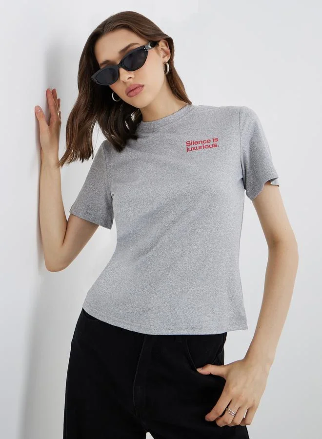 تايك تو Take Two Slogan Print Regular Fit T-Shirt