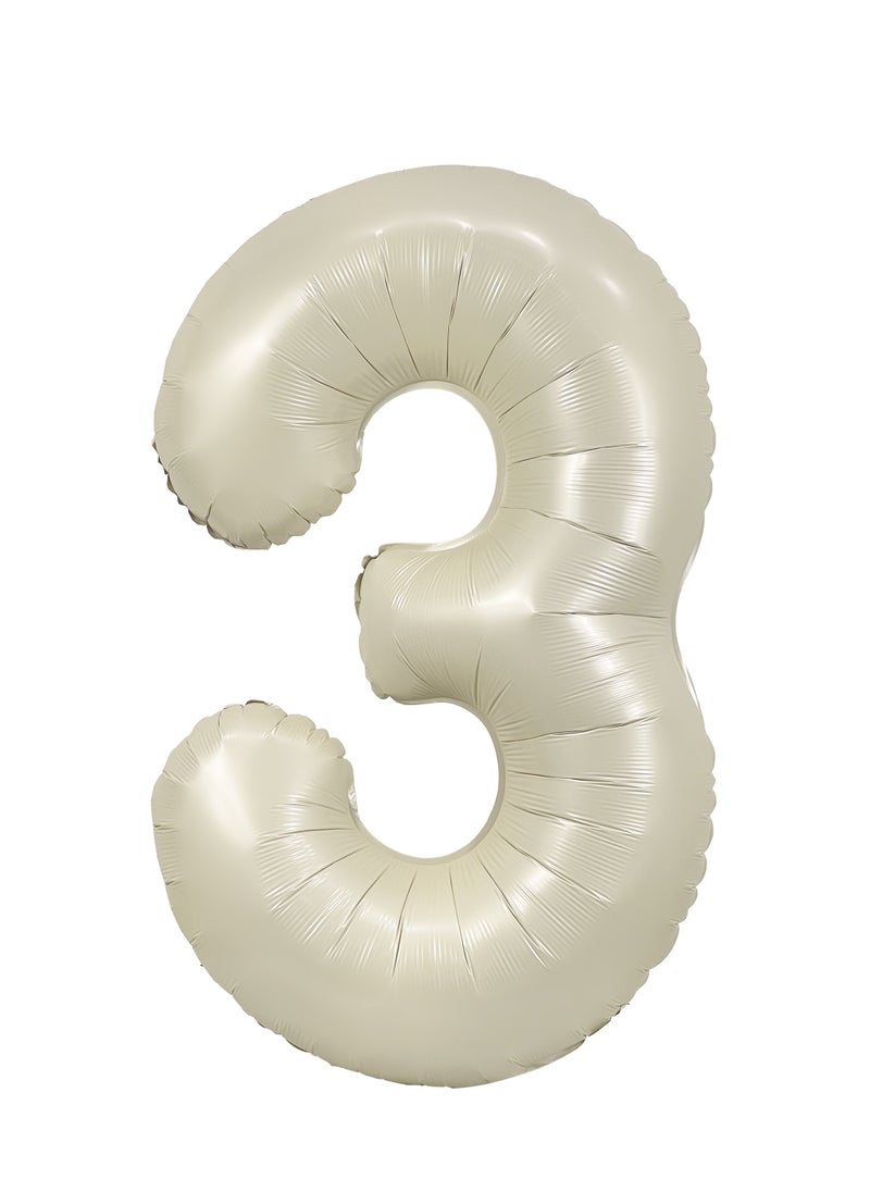 Party Zone Cream Foil Balloon Number 3 33" 