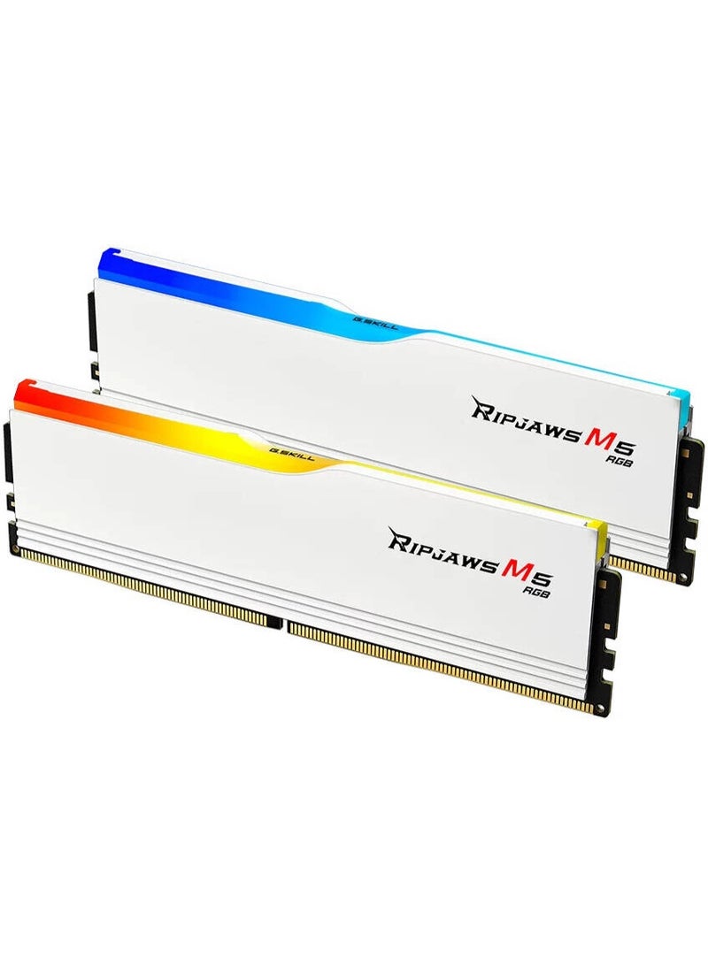 G.Skill Ripjaws M5 RGB Series 96GB (2x48GB) DDR5 Dual Channel Desktop Memory, 6400 MT/s Memory Speed, CL32-39-39-102 Latency, 1.35V Voltage, Intel XMP 3.0, White | F5-6400J3239F48GX2-RM5RW  - Image 2