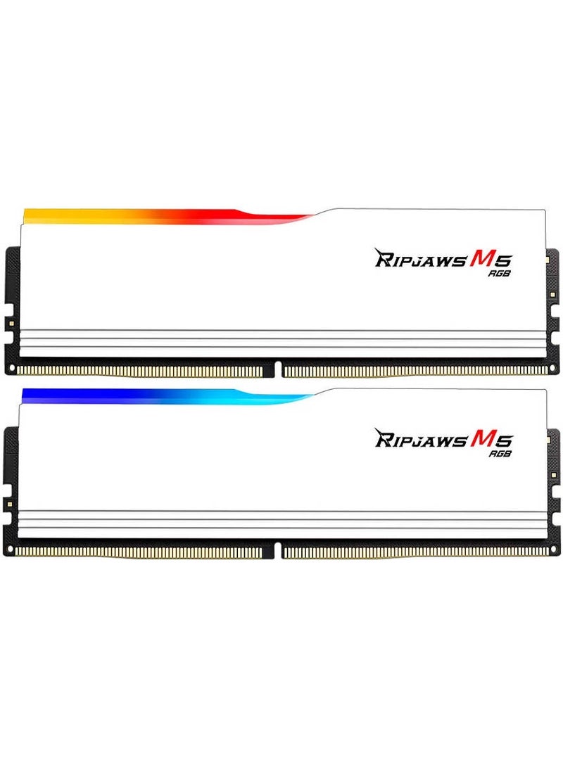 G.Skill Ripjaws M5 RGB Series 96GB (2x48GB) DDR5 Dual Channel Desktop Memory, 6400 MT/s Memory Speed, CL32-39-39-102 Latency, 1.35V Voltage, Intel XMP 3.0, White | F5-6400J3239F48GX2-RM5RW  - Image 1