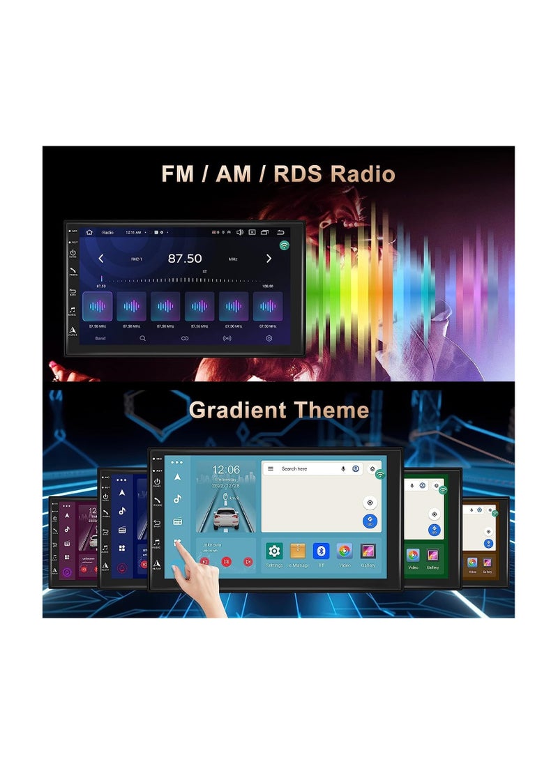 ROADSTAR - 2G+32G Android Double Din Car Stereo Wireless Apple CarPlay 7 Inch 1080P HD Touch Screen Car system with GPS+Navi+HiFi+WiFi+Bluetooth+RDS+FM Radio/Mirror-Link,Dual USB with Backup Camera - Image 1