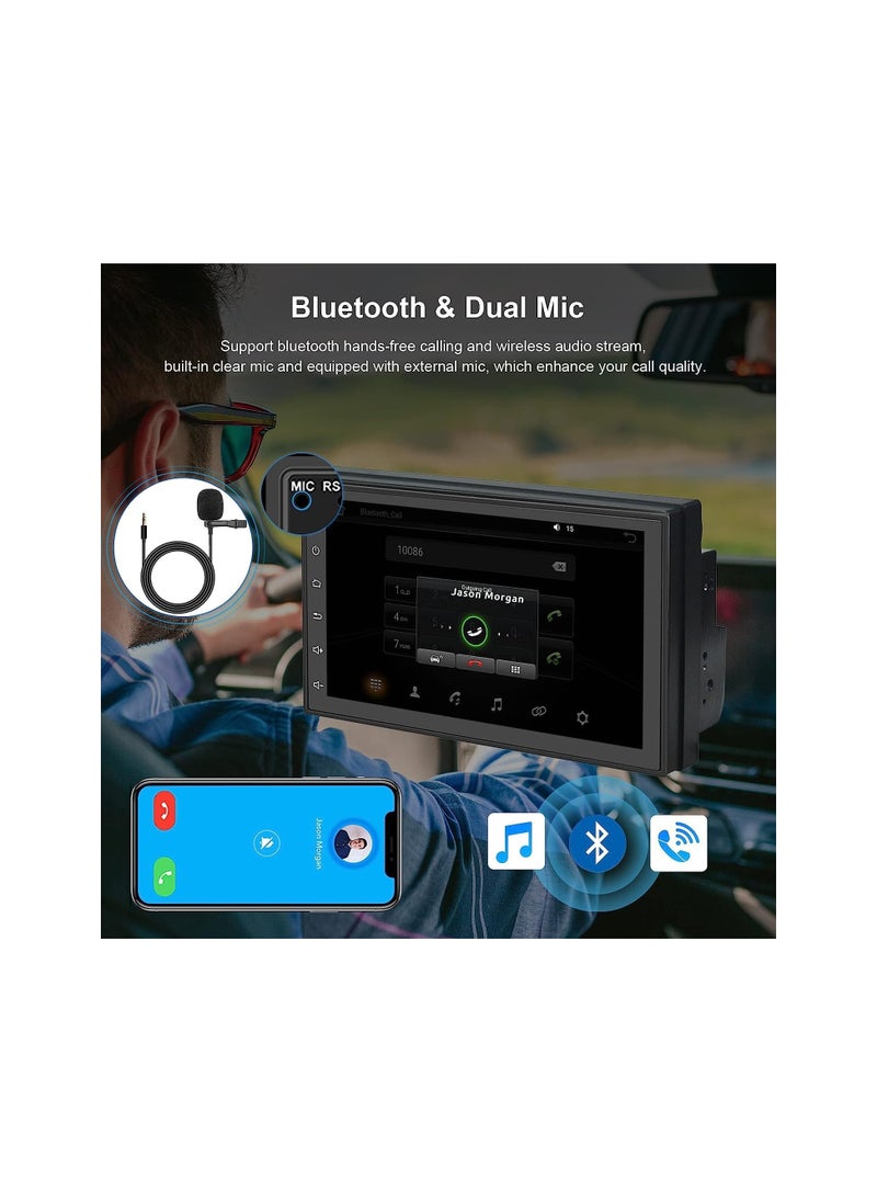 ROADSTAR - 2G+32G Android Double Din Car Stereo Wireless Apple CarPlay 7 Inch 1080P HD Touch Screen Car system with GPS+Navi+HiFi+WiFi+Bluetooth+RDS+FM Radio/Mirror-Link,Dual USB with Backup Camera - Image 1