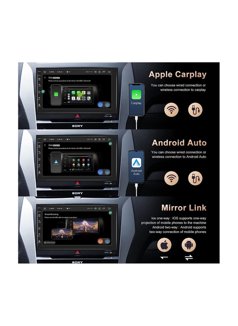 ROADSTAR - 2G+32G Android Double Din Car Stereo Wireless Apple CarPlay 7 Inch 1080P HD Touch Screen Car system with GPS+Navi+HiFi+WiFi+Bluetooth+RDS+FM Radio/Mirror-Link,Dual USB with Backup Camera - Image 1