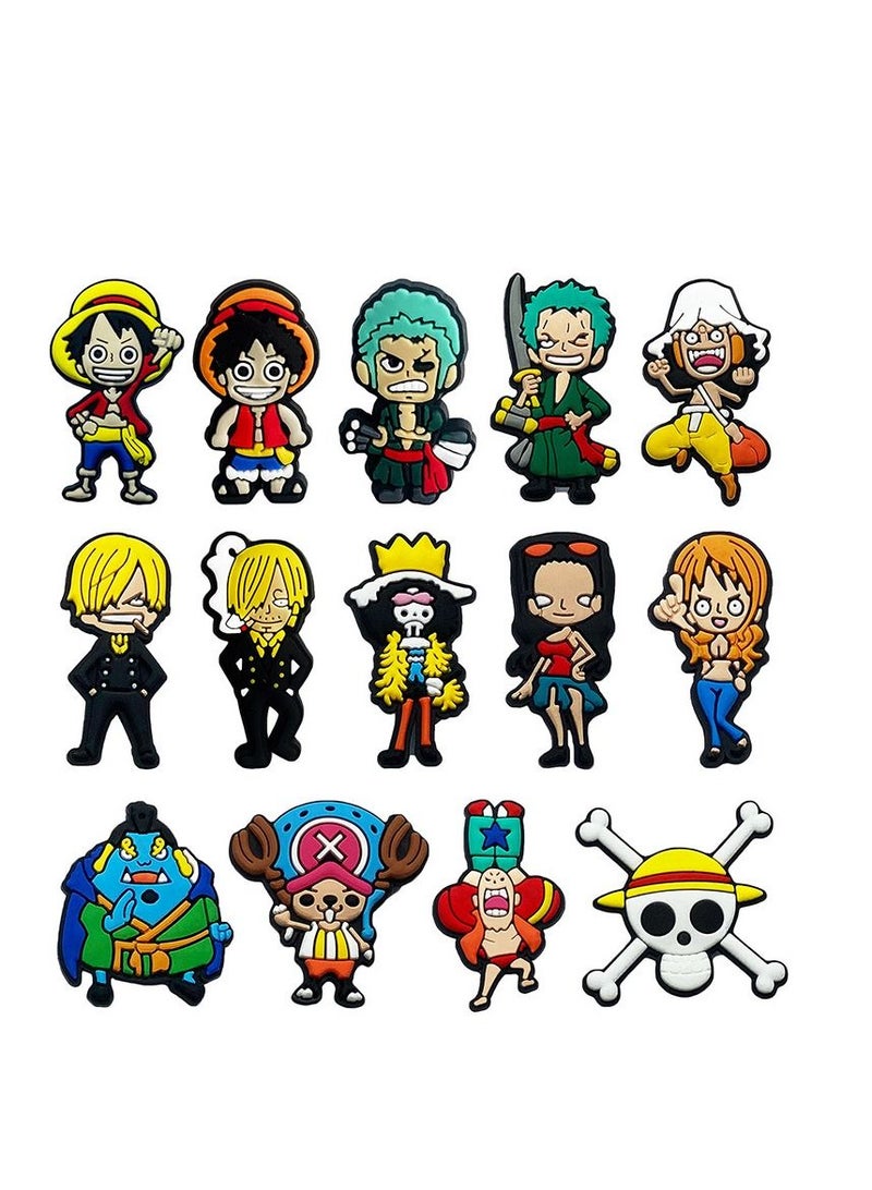 Excefore سحر الأحذية لـ Croc Jibbitz Anime One Piece Croc Charms 14 قطعة - Image 1
