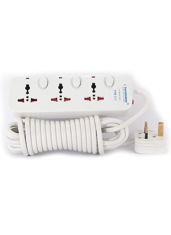 Terminator - Terminator 3 Way Universal Power Extension Socket 5M Cable 13A TPB 213SA-5M ESMA Approved - Image 1