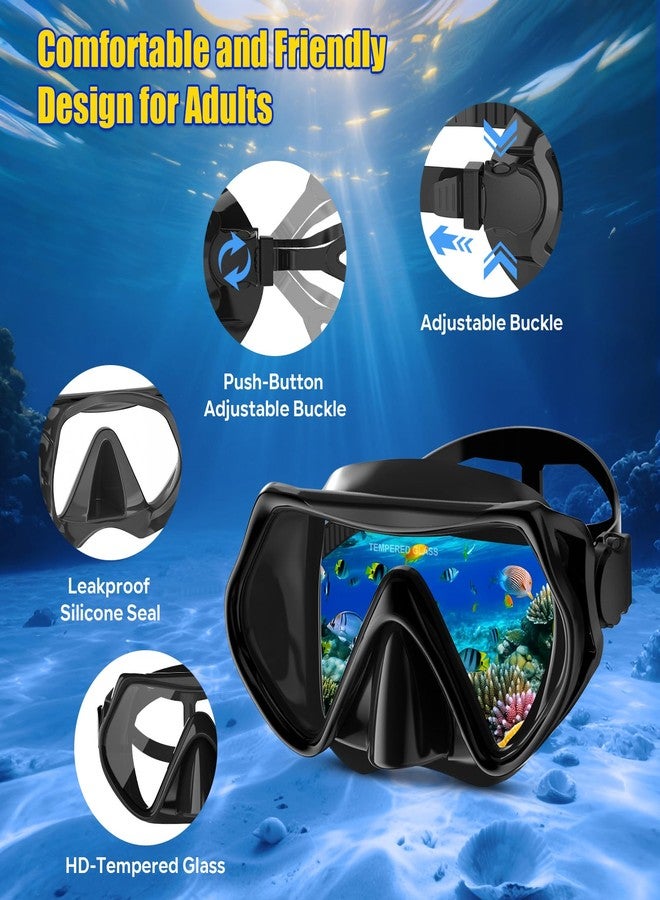 MELUMILU Dry Snorkel Set,Panoramic Wide View Anti-Fog Scuba Diving Mask,Professional Snorkeling Gear for Adults (Full Black) - Image 3