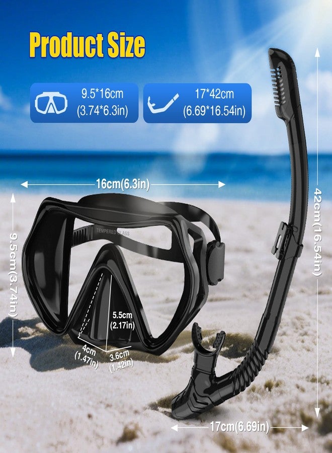 MELUMILU Dry Snorkel Set,Panoramic Wide View Anti-Fog Scuba Diving Mask,Professional Snorkeling Gear for Adults (Full Black) - Image 5