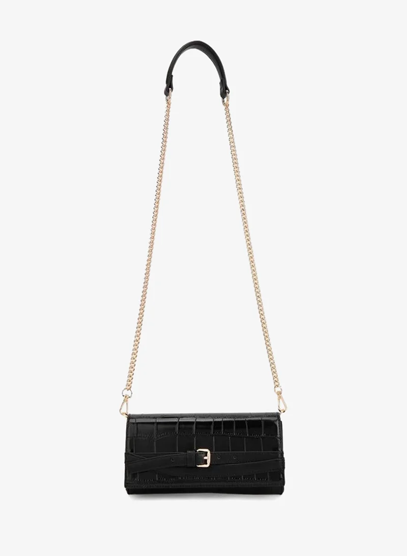 Celeste BLACK Textured Crossbody Bag With Detachable Strap for Women | Best Price UAE