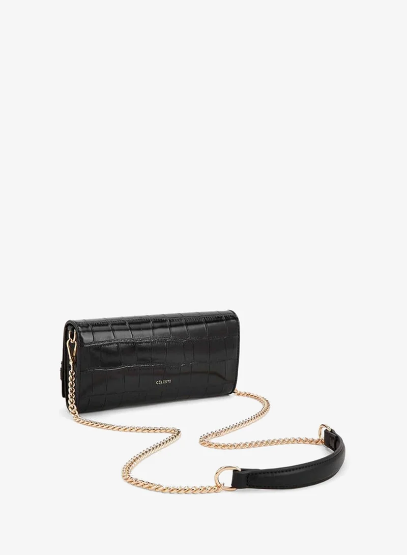 Celeste BLACK Textured Crossbody Bag With Detachable Strap for Women | Best Price UAE