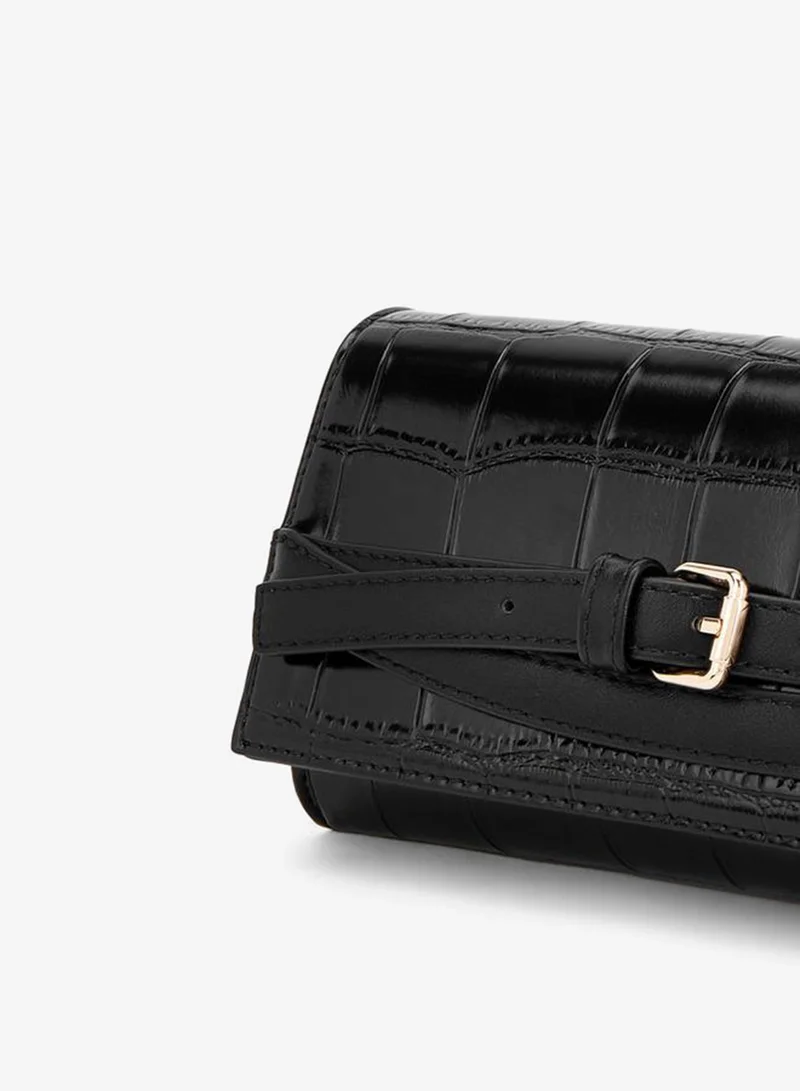 Celeste BLACK Textured Crossbody Bag With Detachable Strap for Women | Best Price UAE