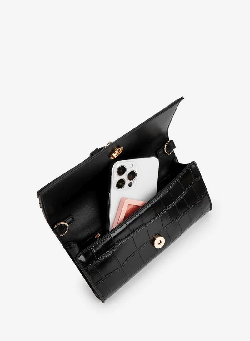 Celeste BLACK Textured Crossbody Bag With Detachable Strap for Women | Best Price UAE