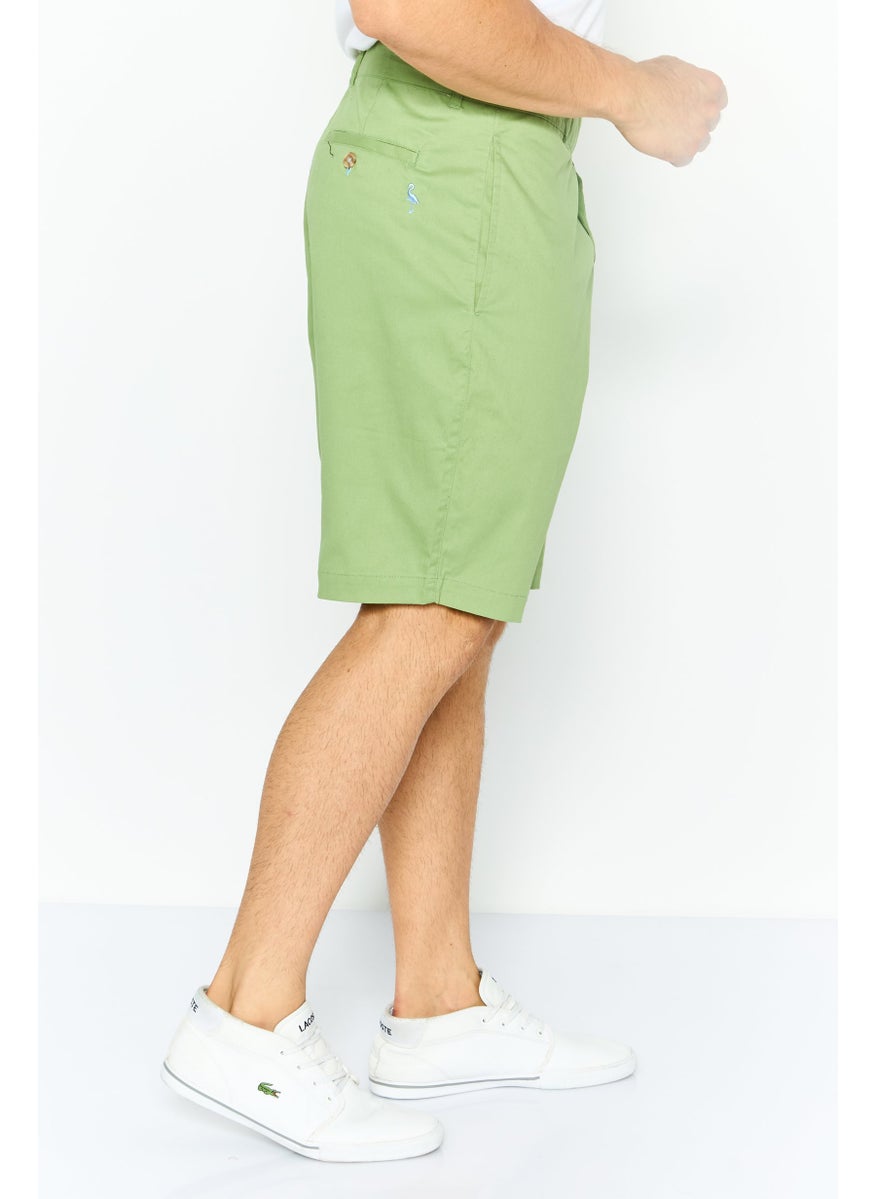 Tailorbyrd Men Solid Basic Short, Green  - Image 3