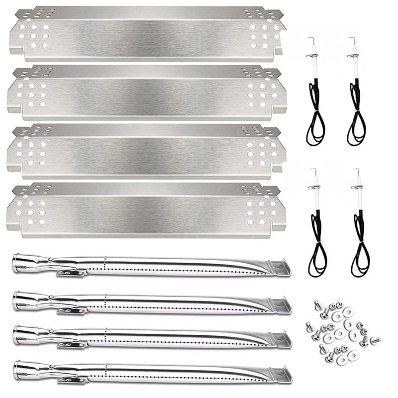 Utheer Grill Replacement Parts for Nexgrill 4 Burner 7200830H 7200783E 7200888 7200888N Nexgrill Replacement Parts 4 Burner Included 4 Grill Burner Tube 4 Heat Plates Shield Tent 4 Ignitors