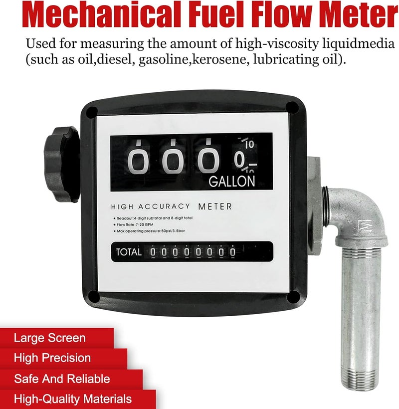 SUPERFASTRACING 1" Mechanical Fuel Flow Meter 7-20 GPM with 4-Digital Batch Display - Image 2