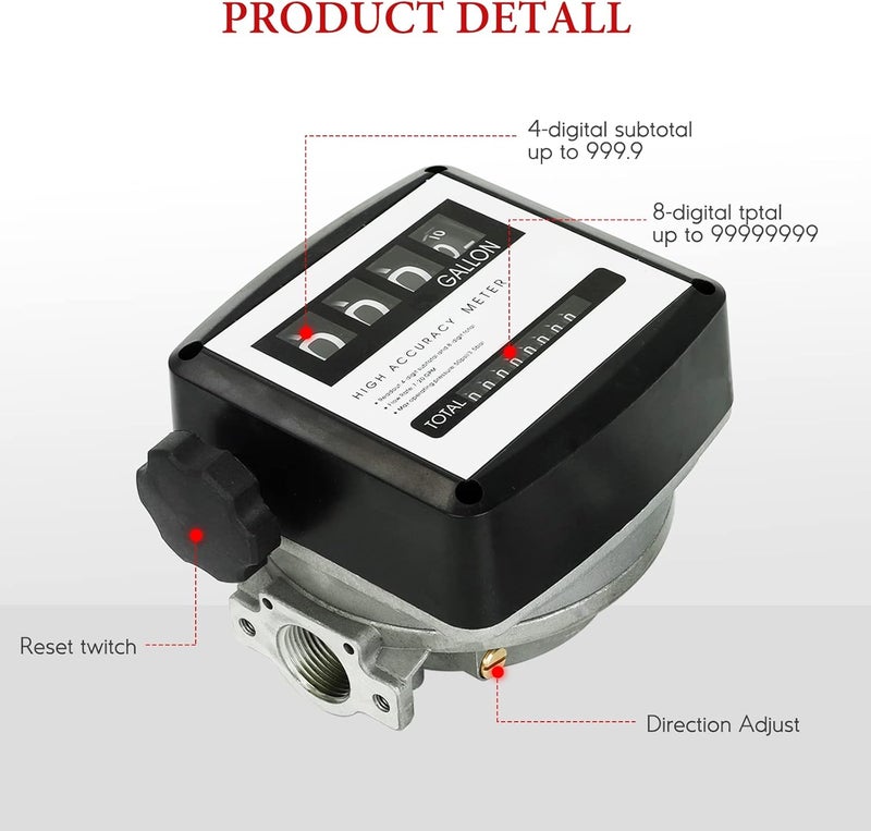 SUPERFASTRACING 1" Mechanical Fuel Flow Meter 7-20 GPM with 4-Digital Batch Display - Image 3