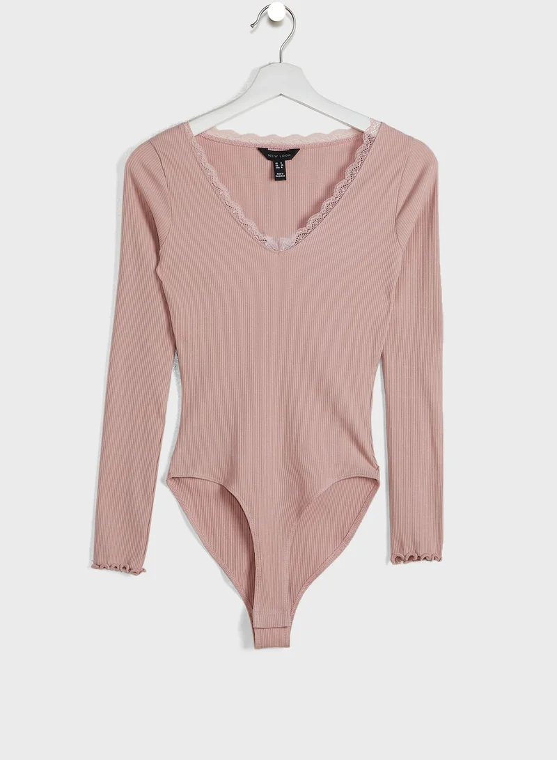 NEW LOOK Lace Detail Ribbed Body
